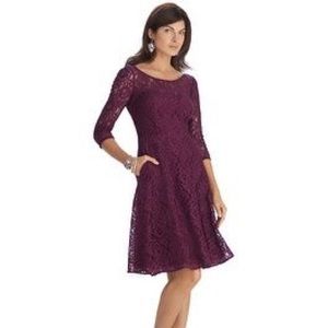 A- line Wine colored lace dress with pockets!